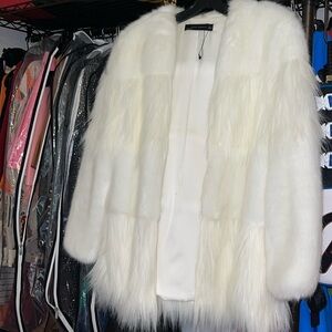 Zara white faux fur jacket